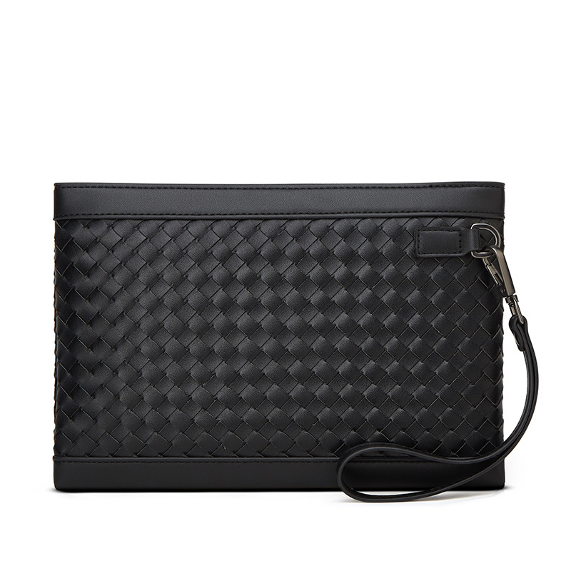 New handwoven men's clutch bag multi-slot simple soft leather clutch bag Business commuting mobile coin wallet