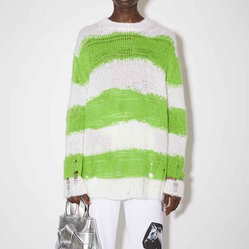 Early Autumn Sweater New Long Sleeve Striped Loose Sweater Female Lazy Pullover Round Neck Sweater Top