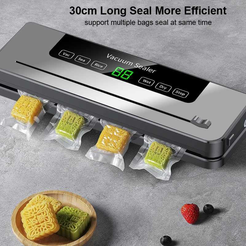 Vacuum Food Sealing Machine 2024 NEW Electric Vacuum Sealer with Slidding Cutter 110V/220V Food Bag Sealing Machine Kitchen Packaging Heat Sealer +10 