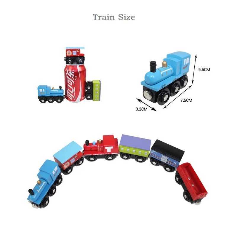 Wooden Magnetic Train Kids Train Toy Anime Locomotive Car Toys Wooden Track Train Railway Vehicles Children Birthday Gifts Y240809