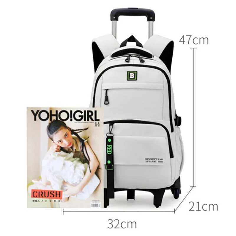 School Bag With Wheels Rolling Backpack For Boy Girls Kids Wheeled Trolley Schoolbags Travel Trolley 2/6 Wheels backpack Luggage Y240809