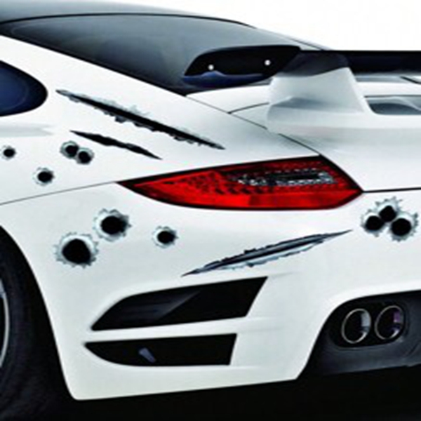Bullet hole scratch sticker personality creative cover crack simulation bullet car large sticker waterproof
