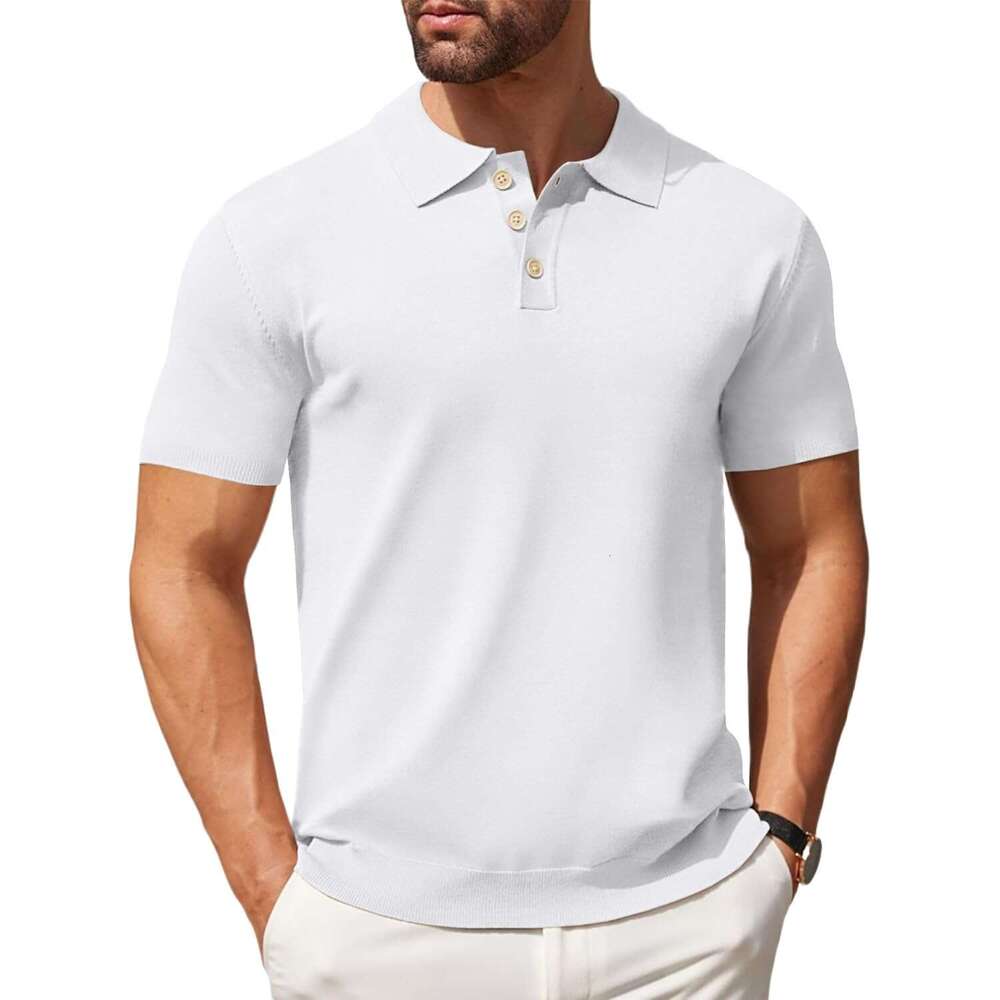 Fashion Mens Polo shirt Mens Short Sleeve Button Down Polo Shirt Classic Golf Shirts Polos shirts tshirt Casual tops summer clothes Short sleeve Free 