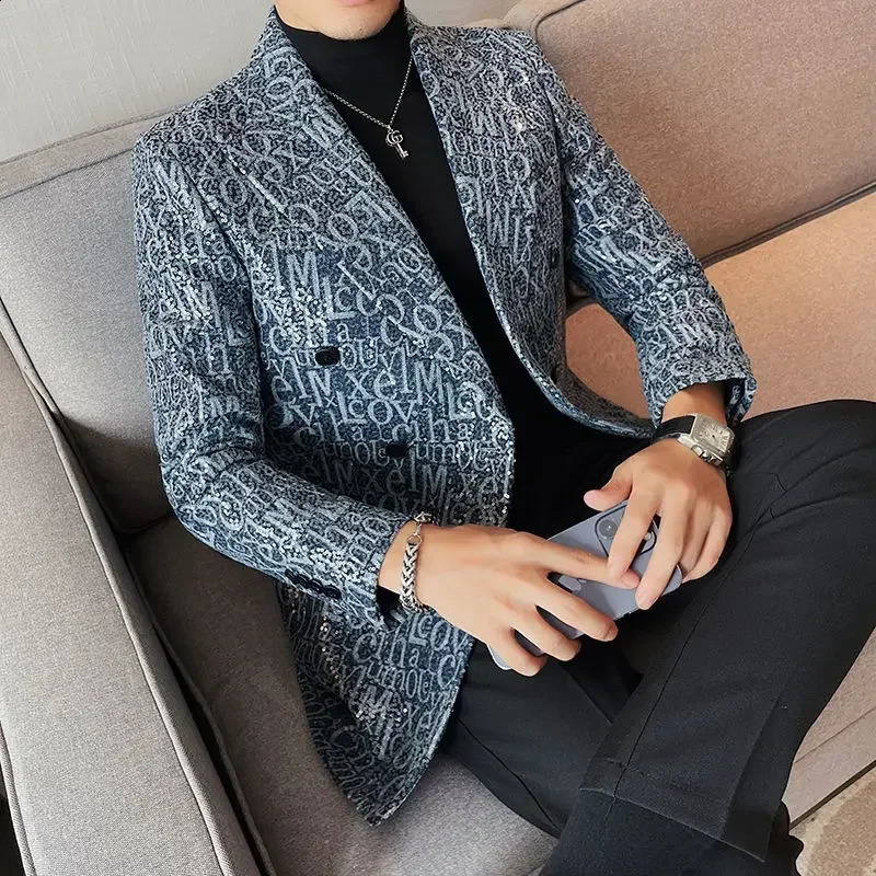 Mens Party Jacket Double Chest Jacket Plus Large Mens and Pioneer Oversized Classic High Quality Retro Simple 2024240809