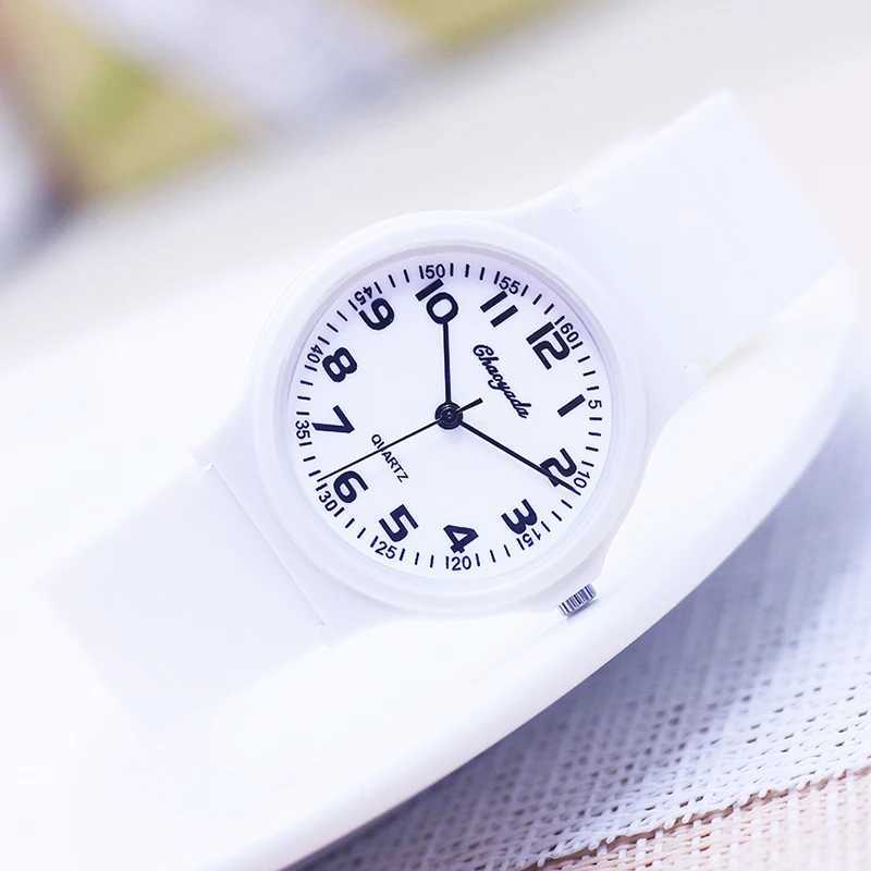 2024 child children boys girls Primary school students rubber jelly color simple clear number quartz watches kids gifts watches Y240809