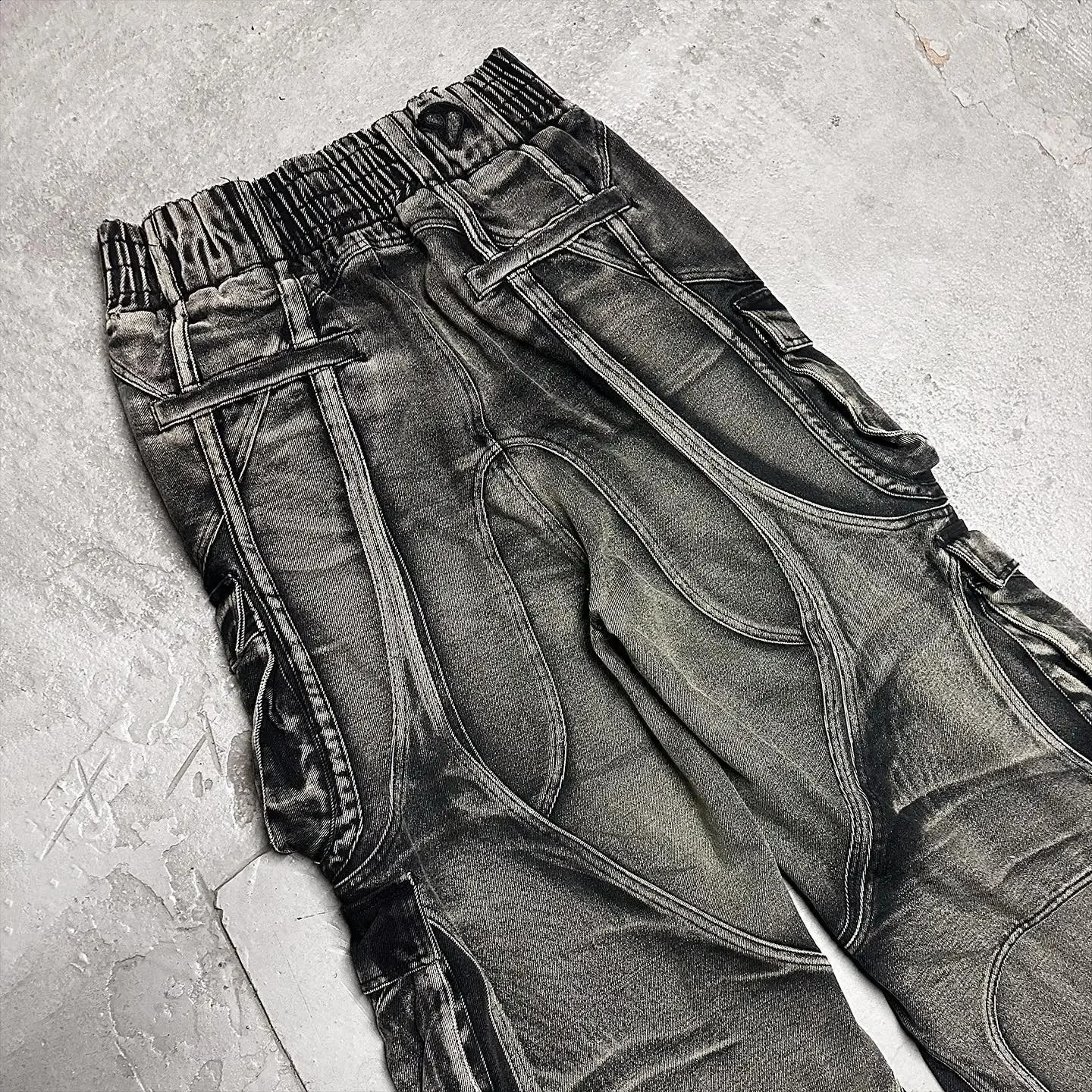 Y2K Destroyed Stitching Jeans Mens Black Laundry Gothic Style Trend Clothing Retro Loose Wide Leg Pants Fall Guys 240809