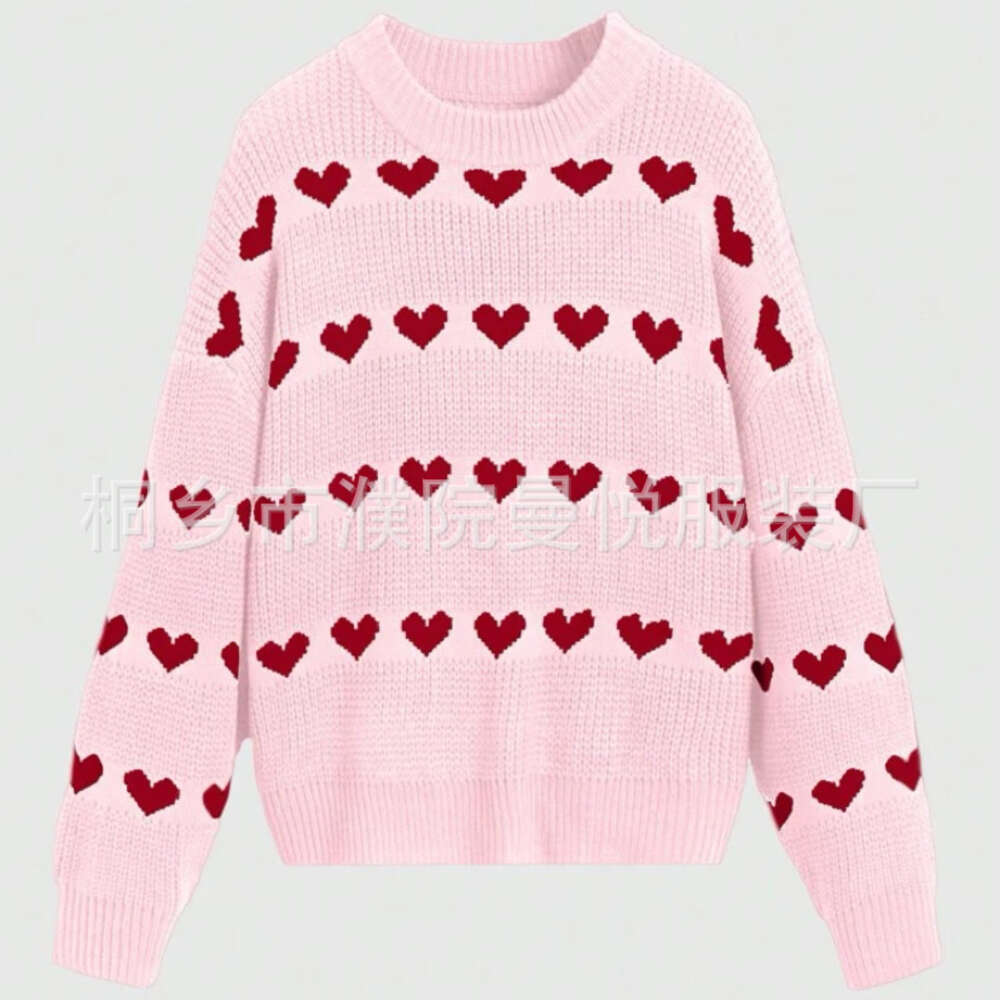 2024 new loose heart jacquard spring and autumn pullover knitted sweater for women dongdumaoyi