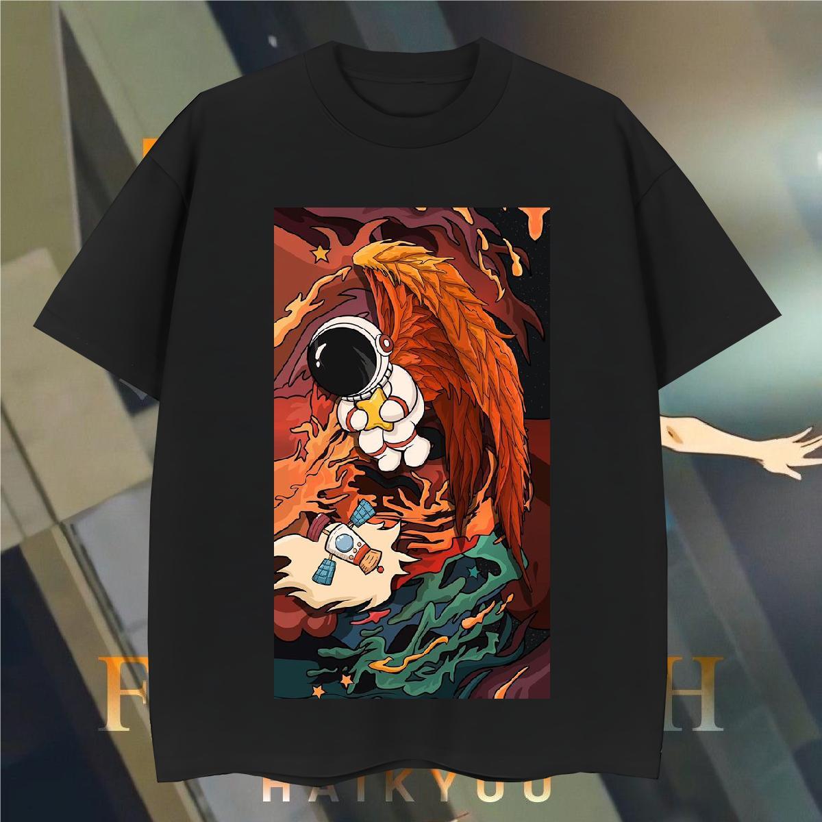 Designer Men Tops Tees spaceman 100% Cotton 230g Casual Daily Wear Crew Neck Breathable T shirt Plus Size Cartoon Brand Clothings