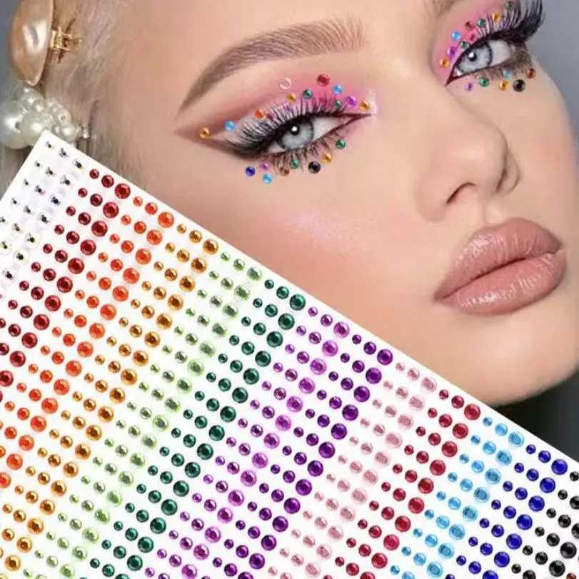 Colorful Makeup Festival Jewels Nail Gems Diamonds Adhesive Glitters for the Rhinestone Face Temporary Tattoos Body Stickers Y240809