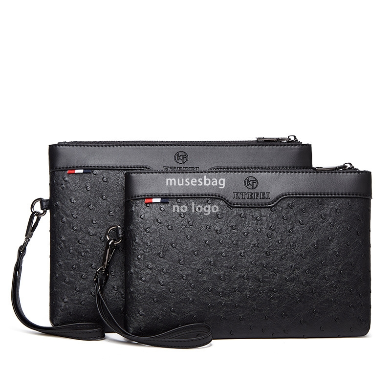 New men's casual hand grab bag ostrich pattern handbag fashion trend long large capacity purse wholesale