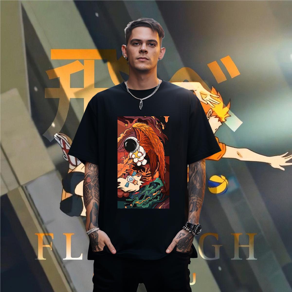 Designer Men Tops Tees spaceman 100% Cotton 230g Casual Daily Wear Crew Neck Breathable T shirt Plus Size Cartoon Brand Clothings