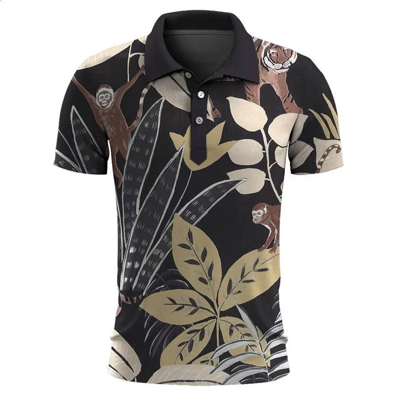 Hawaiian Plants Polo Shirt For Men Summer 3D Print Leaves Flower Short Sleeve Golf Polo Shirts Oversized Street Tops T Shirt 240810