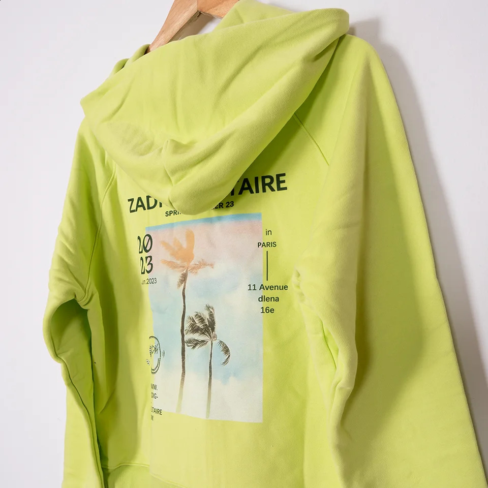 Rowling Mirror Letter Printed Womens Hoodie Long Sleeve Cotton Classic Sportswear Casual Street Clothing Zipper 240809