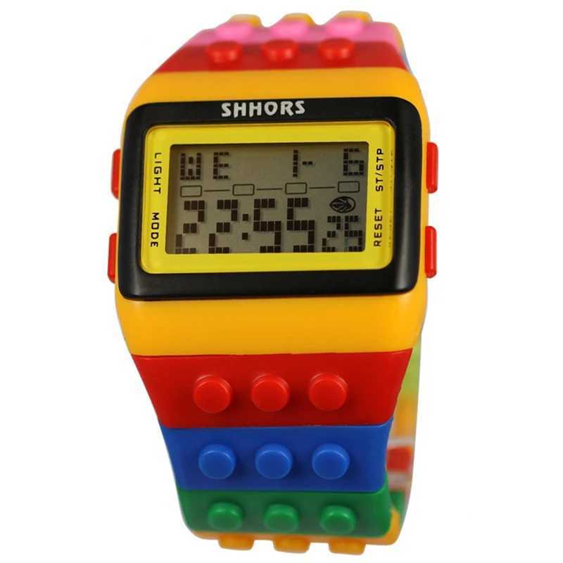UTHAI CE145 Colorful Building Blocks DIY Digital Electronic Student Watch Leisure Sport Fashion Multifunctional Childrens Watch Y240809