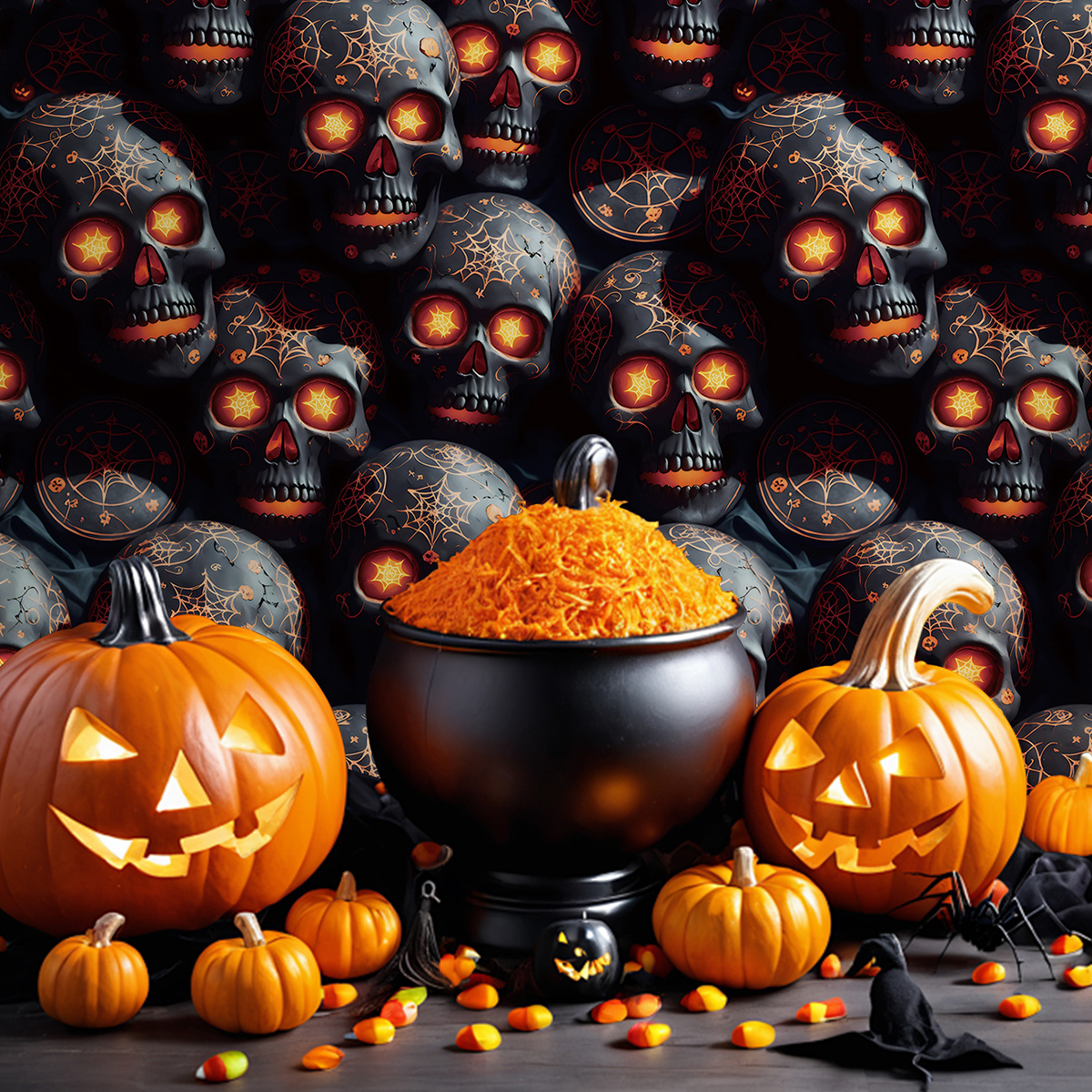 Cross border wallpaper simulation retro 3D skeleton Halloween style waterproof and moisture-proof home decoration