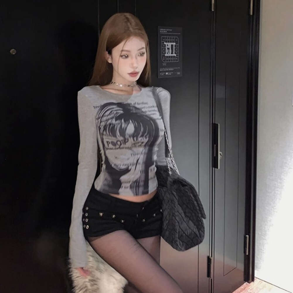 Retro Spring Summer Printing Short Sleeve Slim Crop Top Casual Long-sleeved Print Tshirt Sleeveless Round Neck Plaid Womens T Shirt Clothes Graphic T 