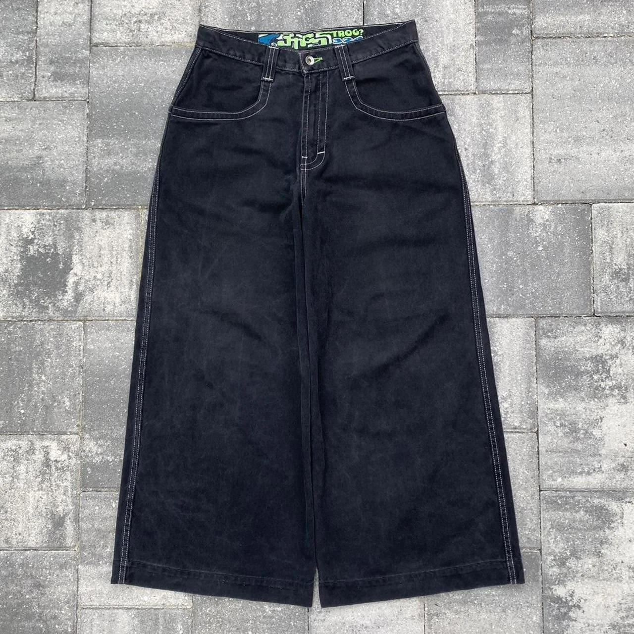 The latest JNCO Alien print jeans for summer 2024 American retro Harajuku loose casual black and green y2k JNCO jeans wide leg jeans240809
