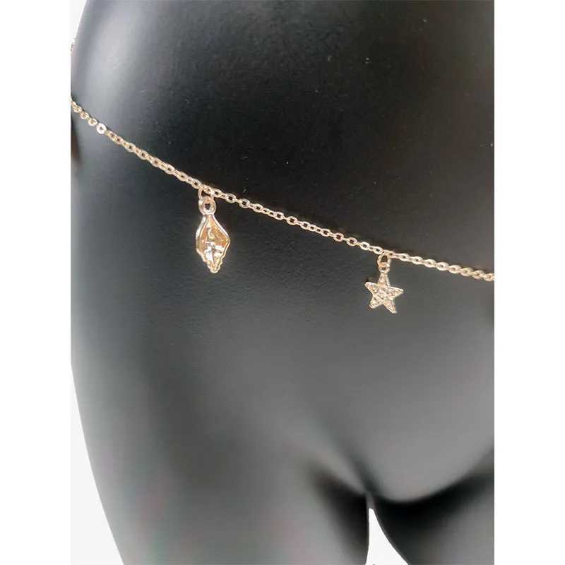 Body jewelry waist chain female abdominal chain punk fashion bikini sexy dress beach accessories luxurious shell gothic metal gift W240809