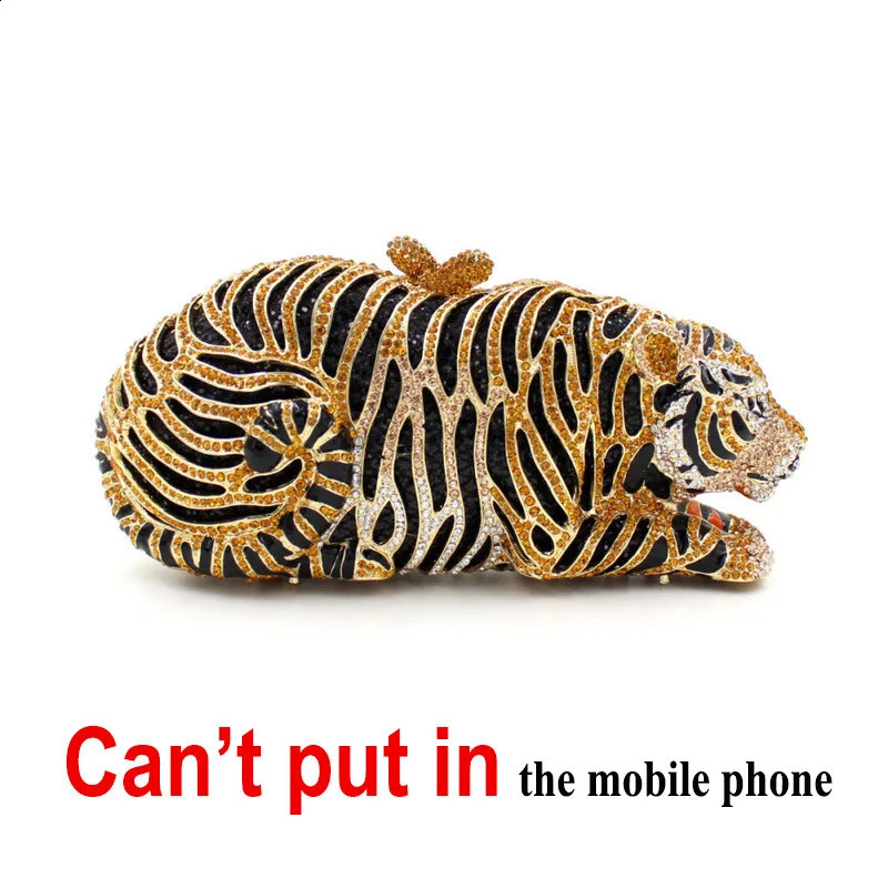 Ladies Tiger Rhinestone Handbag Hollow Out Crystal Evening Clutch Purse Diamond Women Evening Clutches Bags For Wedding Party 240802