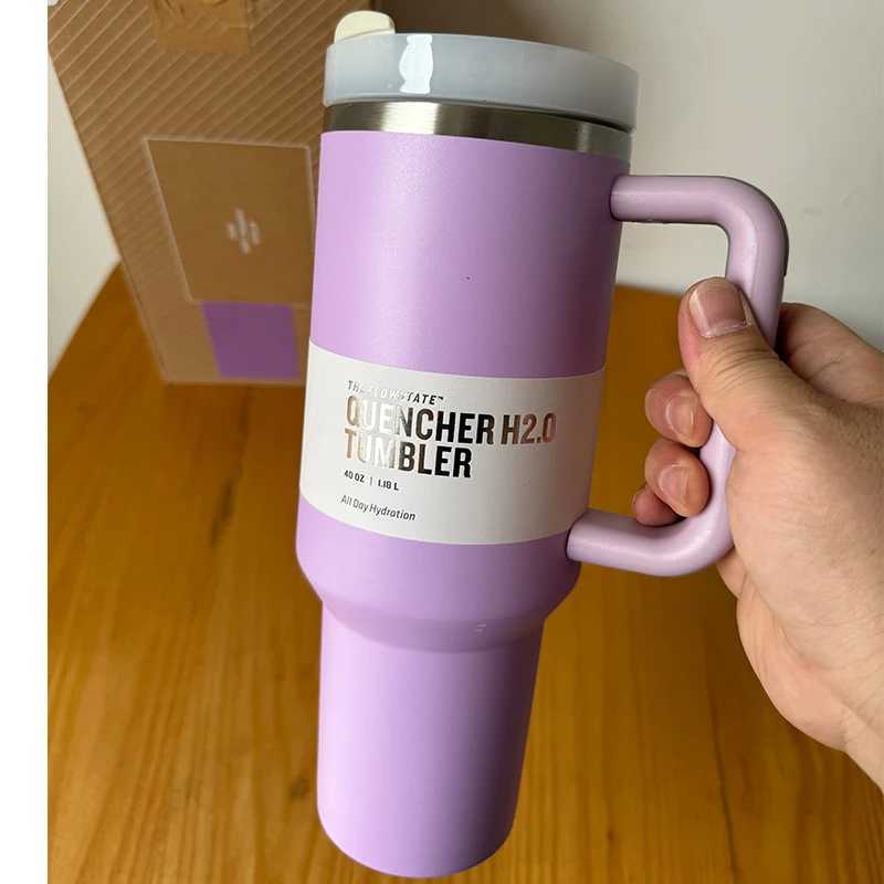2024 Tumbler 40oz Stainless Steel Car Mug Vacuum Insulated ice Coffee with Handle Straw Double Wall Thermal Iced Travel CupCL240809