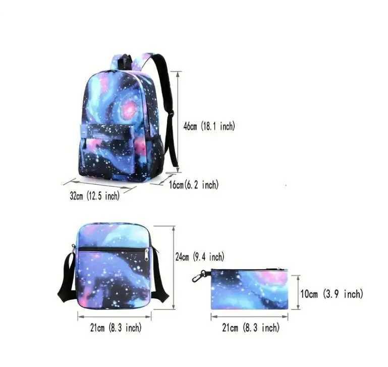 3pcs New CR7 Backpack Fashion School Bags For Boys Girls Teenagers Laptop Mochilas With Shoulder Bags Y240809