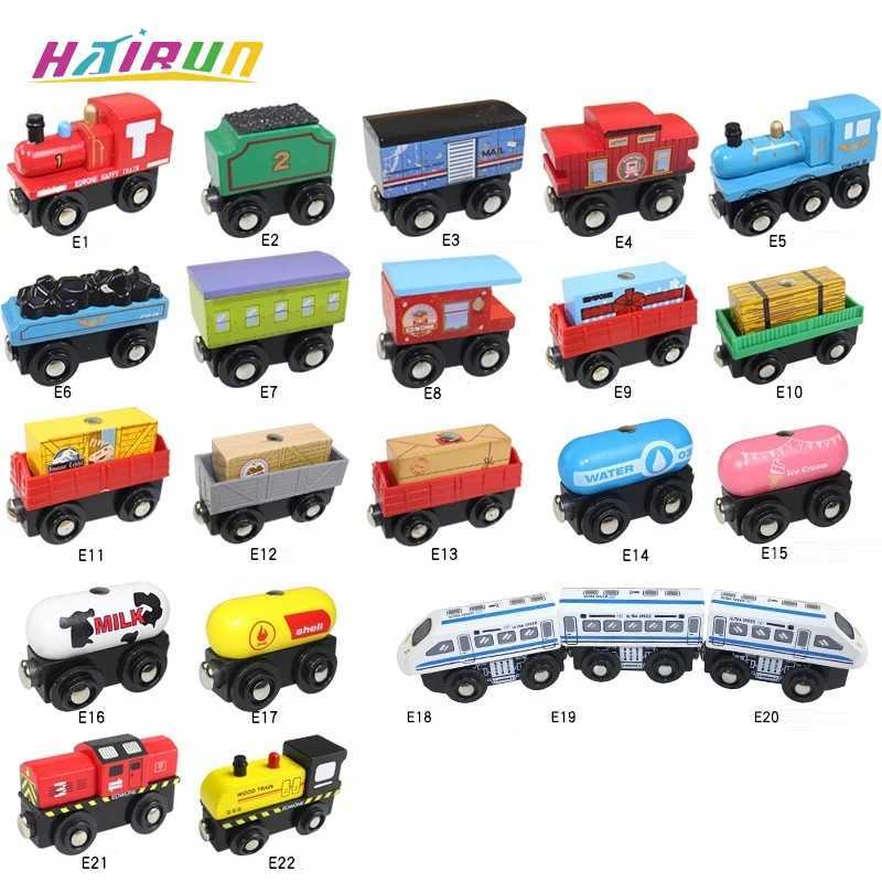 Wooden Magnetic Train Kids Train Toy Anime Locomotive Car Toys Wooden Track Train Railway Vehicles Children Birthday Gifts Y240809