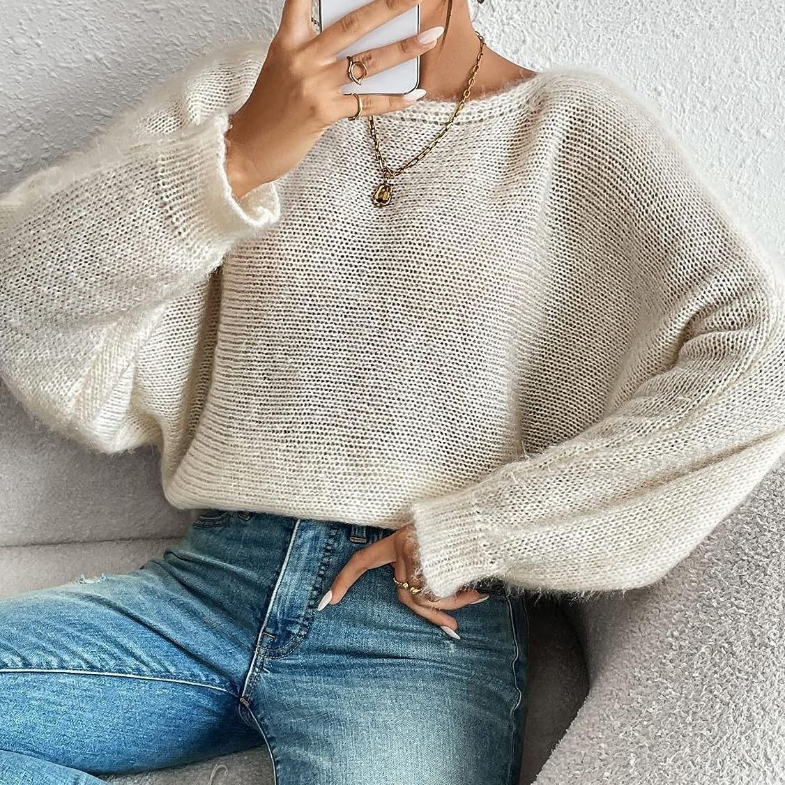 New Womens One Neck Knitted Sweater Fashionable and Pullover Bata Sweater