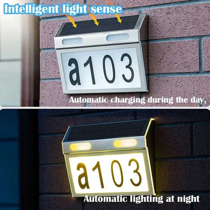 LED Solar Wall Lamp Warm White Neutral Lighting Light Yard Door Fence New Solar House Number Light Outdoor Waterproof StainlessCL240809