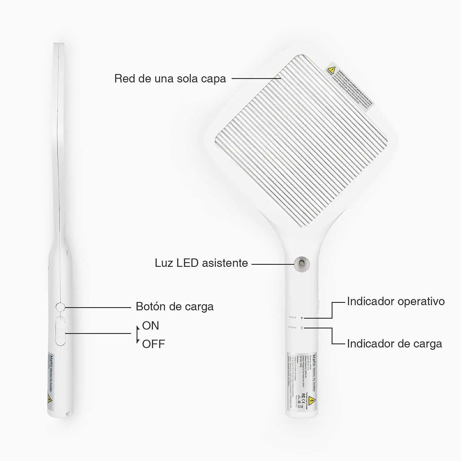 Mafiti Swatter Powerful USB Rechargeable Fly Killer Trap Zapper Mosquito Killing Purple Lamp Seduction High Quality Sleep Tool Y240810