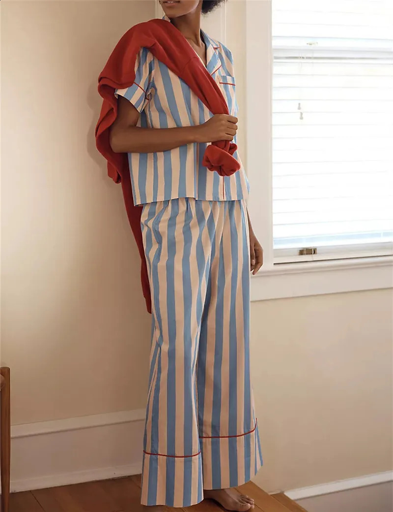 Hirigin Women Cute Y2k Pajama Set Striped Printed Long Sleeve Button Down Sleepwear 2 Piece Satin Loungewear Pj Set 240810
