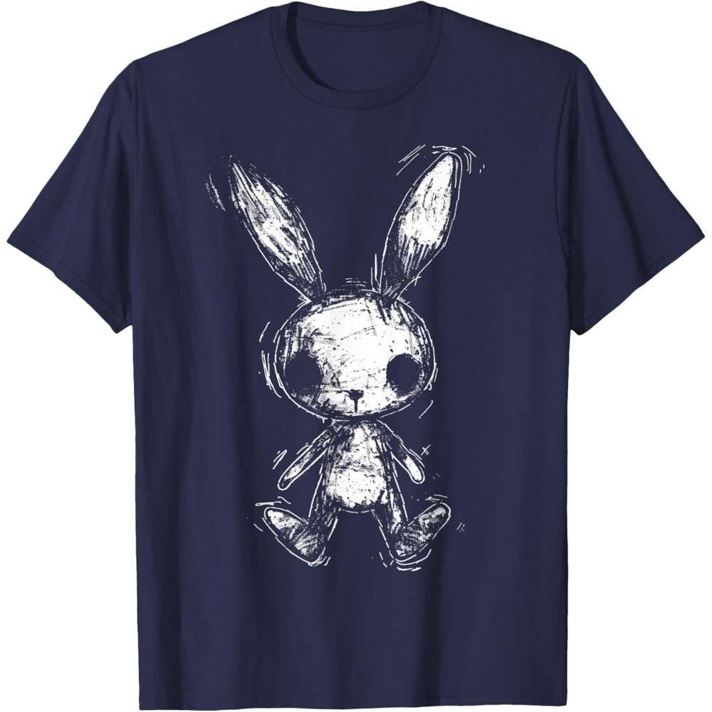 T shirt for Mens Weird Bunny Rabbit Doll Creepy Cute Alt Goth Grunge Horror T-Shirt Shirts Tshirt Graphic Tee Casual Tops Clothes Short sleeve
