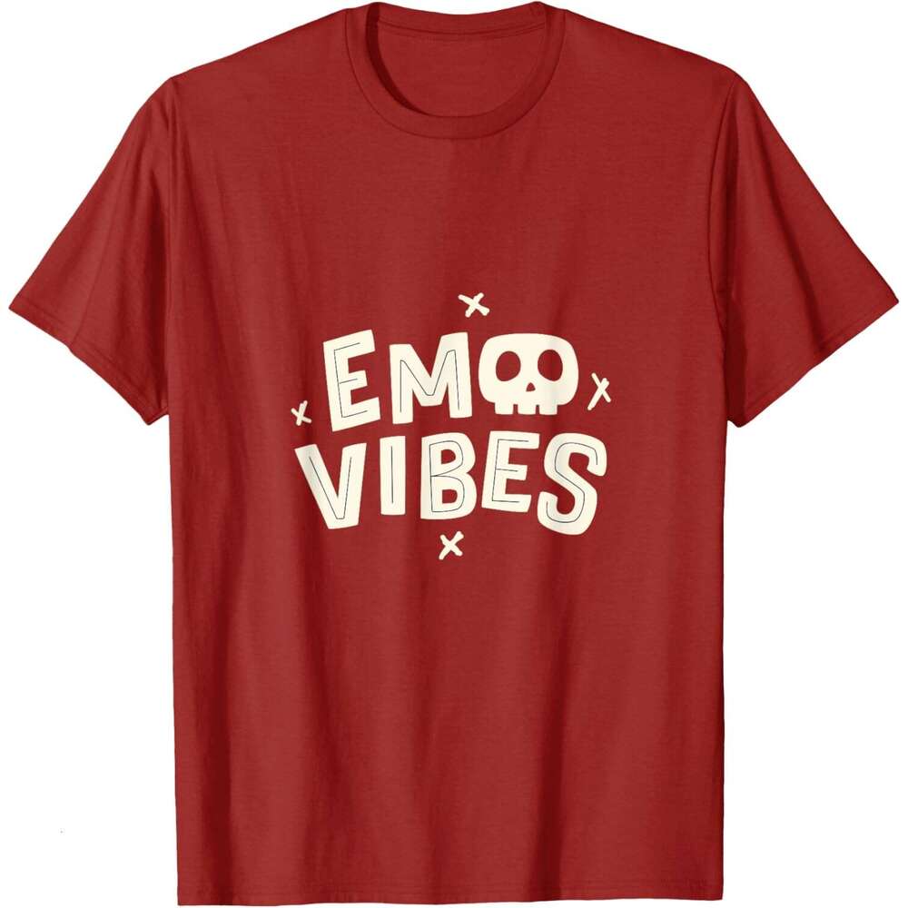 T shirt for Mens Emo Shirt Emo Vibes Alternative 2000 Emo Punk Skull Goth T-Shirt Shirts Tshirt Graphic Tee Casual Tops Clothes Short sleeve