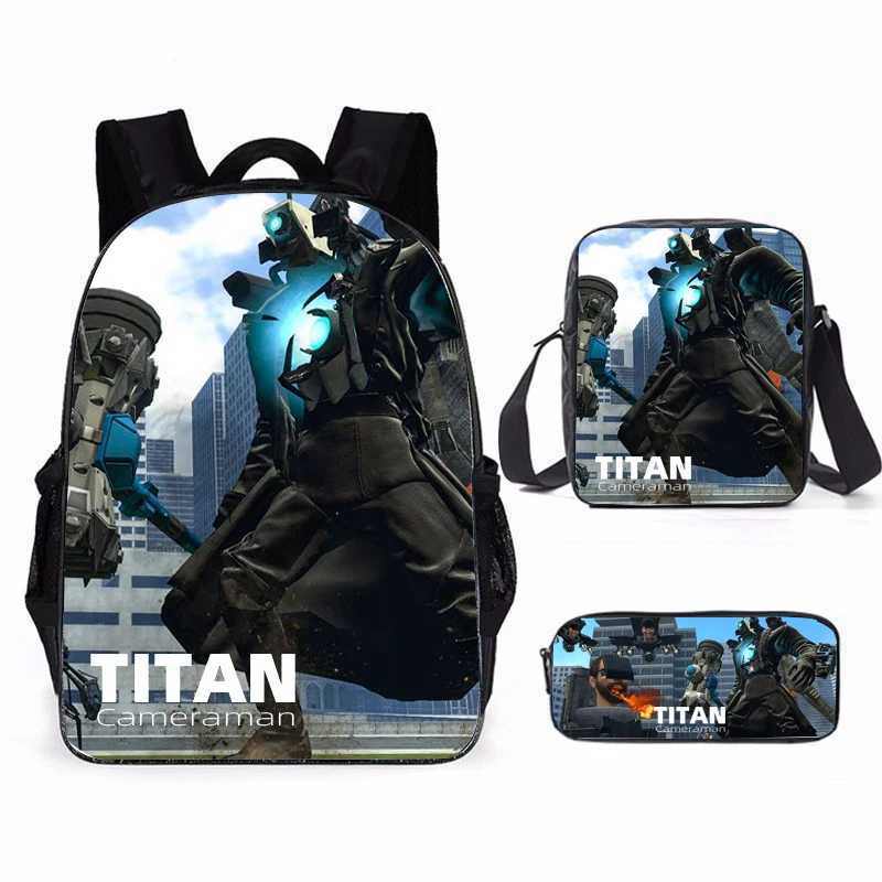 3pcs Skibidi Toilet Titan Drillman Schoolbag Set Titan Speakerman Print Student Backpack Casual Backpack For Boys And Kids Y240809
