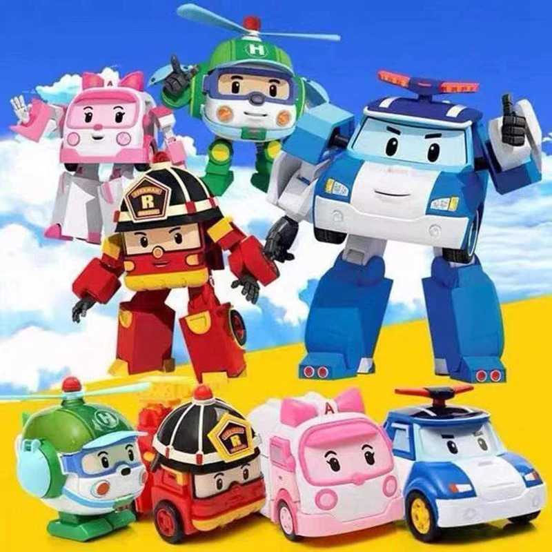 New Cartoon Robocar Poli Action Figures Transformation Anime Hand Deformation Car Model Airplane Gift Toys Robots For Children Y240809