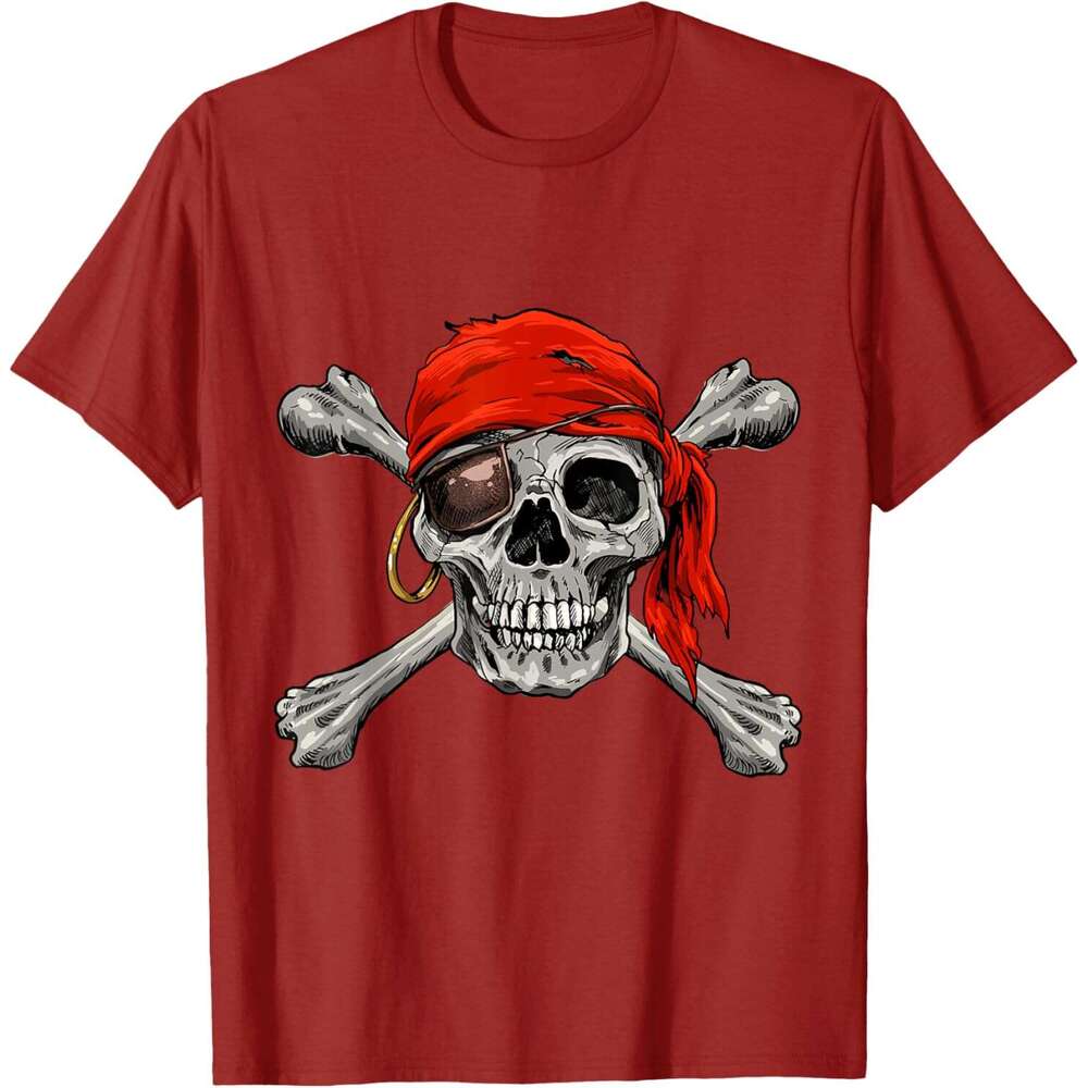T shirt for Mens Jolly Roger Pirate Shirt Skull & Crossbones Shirt Halloween T-Shirt Shirts Gothic Tshirt Graphic Tee Casual Tops Clothes Short sleeve