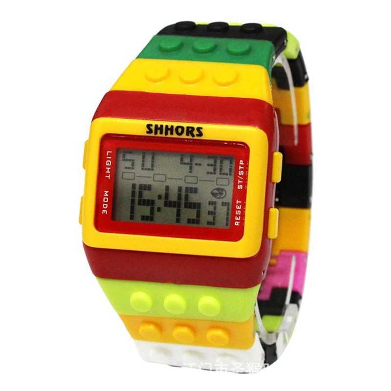 UTHAI CE145 Colorful Building Blocks DIY Digital Electronic Student Watch Leisure Sport Fashion Multifunctional Childrens Watch Y240809