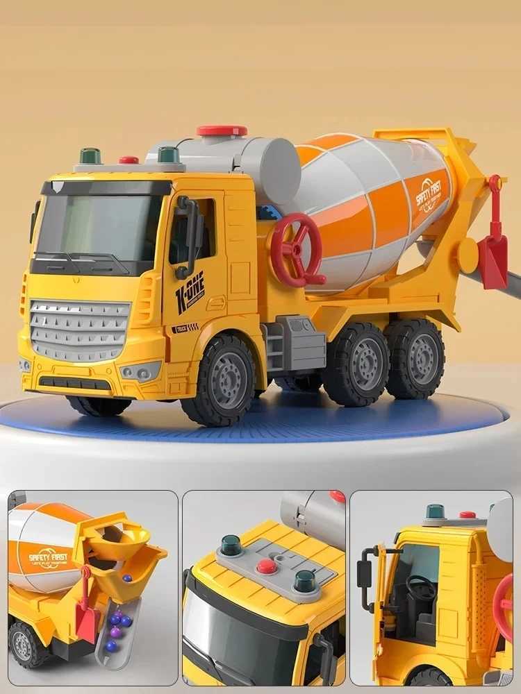 Large Simulation Engineering Mixer Truck Model Inertia Transporter Concrete Cement Truck Light Music Children Toys Gift Y240809