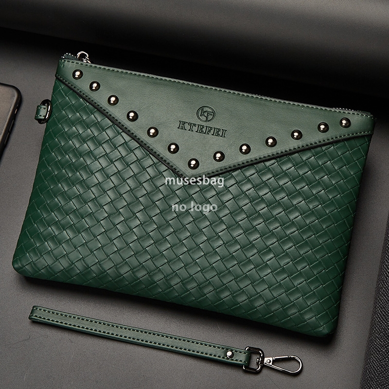 The new PU material of high quality men and women's personality button bag woven hand bag cross-border products