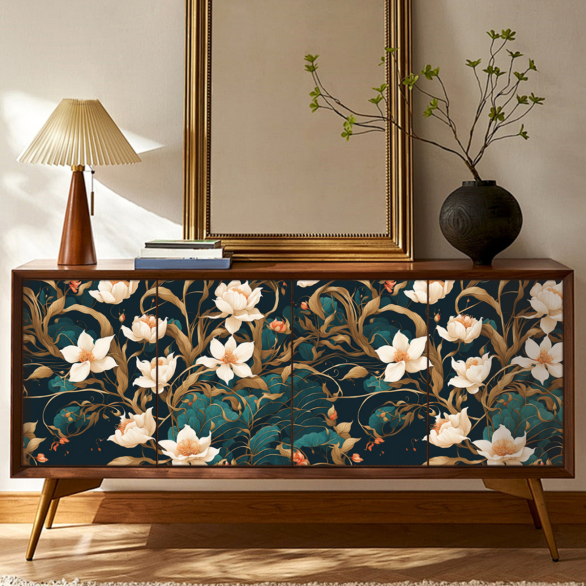 wallpaper green plants floral patterns retro personalized watercolor style waterproof and moisture-proof home decoration Wallpaper and wall stickers