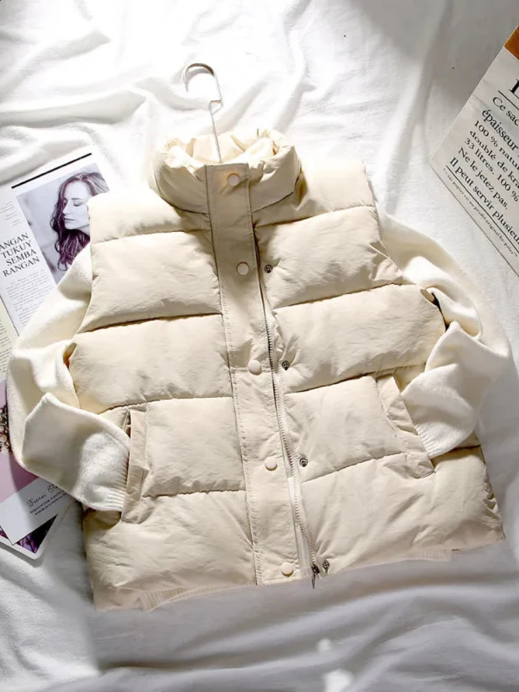 Women Winter Warm Cotton Padded Puffer Vests Sleeveless Parkas Jacket 240813