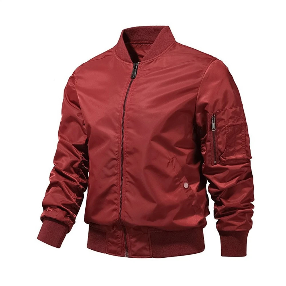 Solid color bomber jacket mens fashionable pilot baseball Spring and Autumn Ropa Hombre S5XL 240827