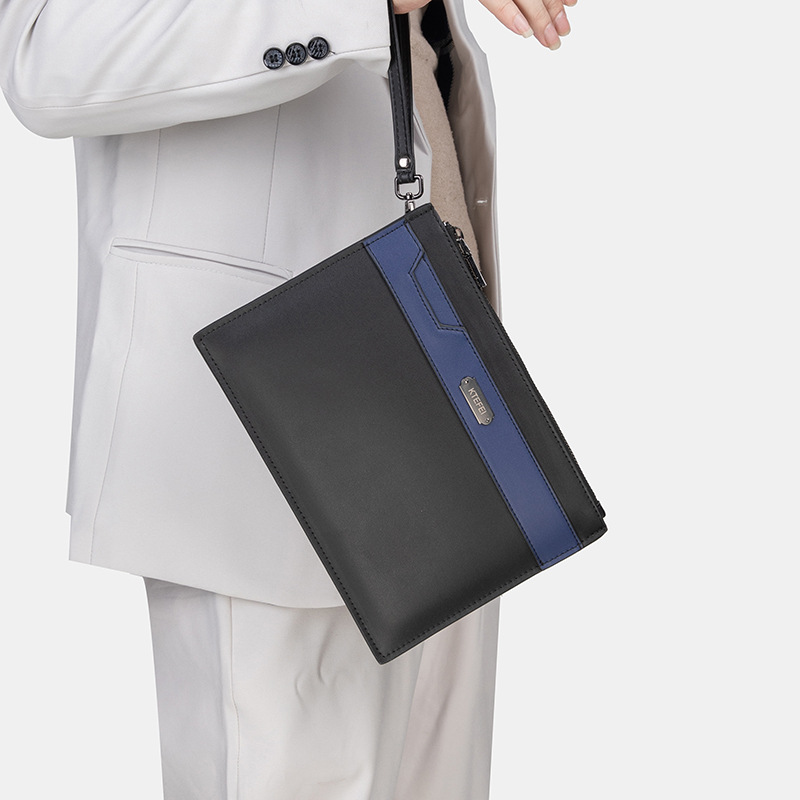 New PU material large capacity men's hand bag fashion simple hand bag business clip bag underarm bag