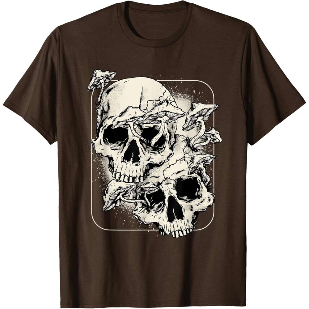 Halloween T shirt for Mens Skull Mushroom Shirt Goth Morel Mushroom Art Emo T-Shirt Shirts Tshirt Graphic Tee Casual Tops Clothes Short sleeve 2025