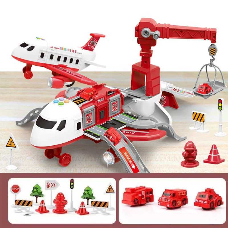 New Deformation Music Simulation Track Inertia Toy Aircraft Large Size Passenger Plane Kids Airliner Toy Car for Childrens Gift Y240809
