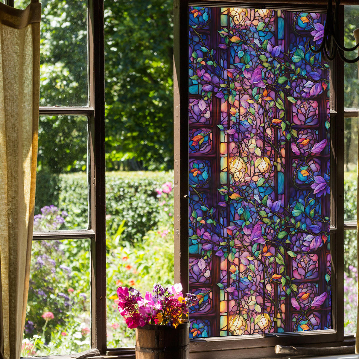 Suitable for home bathroom doors and windows 3D colored glass film glass stickers