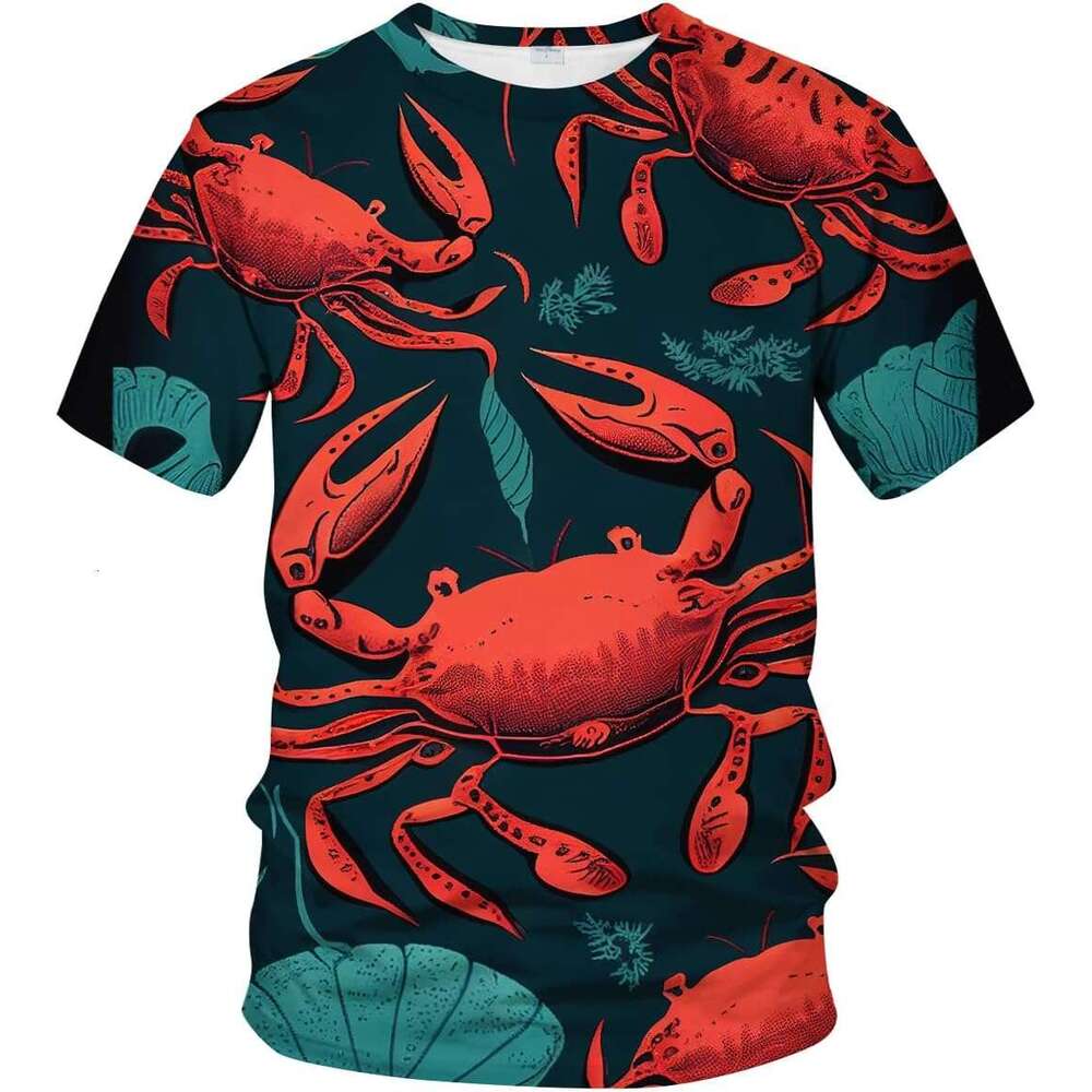 Mens T shirt Protection Shirt Bottom Coral Marine Creature Red Crab T-Shirt shirts tshirt graphic tee Casual tops summer clothes Short sleeve Free shi