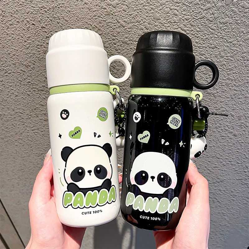 Panda series fashionable handle thermos with built-in pouring cup lid independent red panda pendant water cup dual drinking cupCL240809