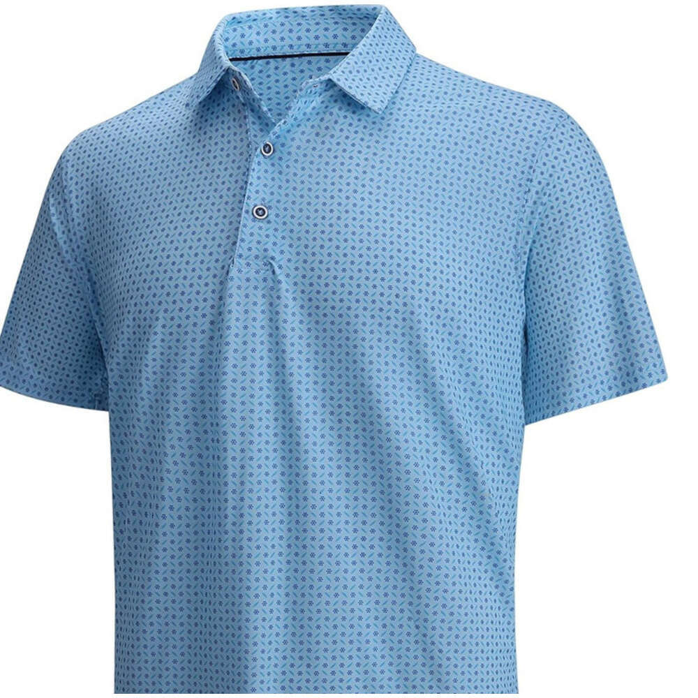 Mens Polo shirt Mens commercial affairs Golf Shirt Print Performance Moisture Wicking Dry Fit Casual tops summer clothes Short sleeve
