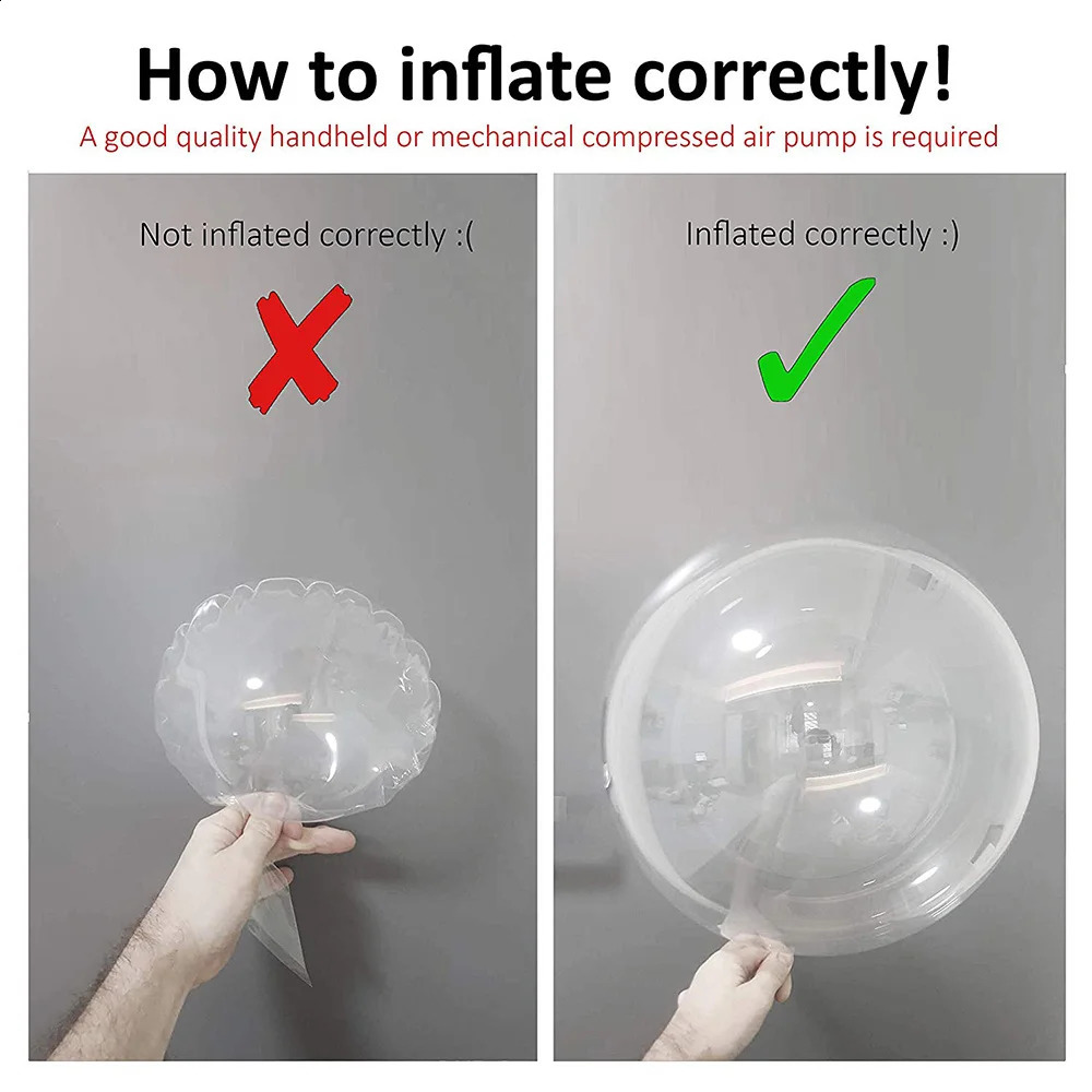 Pre Stretched Bobo Balloon Transparent Clear Bubble Ball Big Stuffing Wedding Birthday LED Glowinig Party Supplies 10-36in 240809