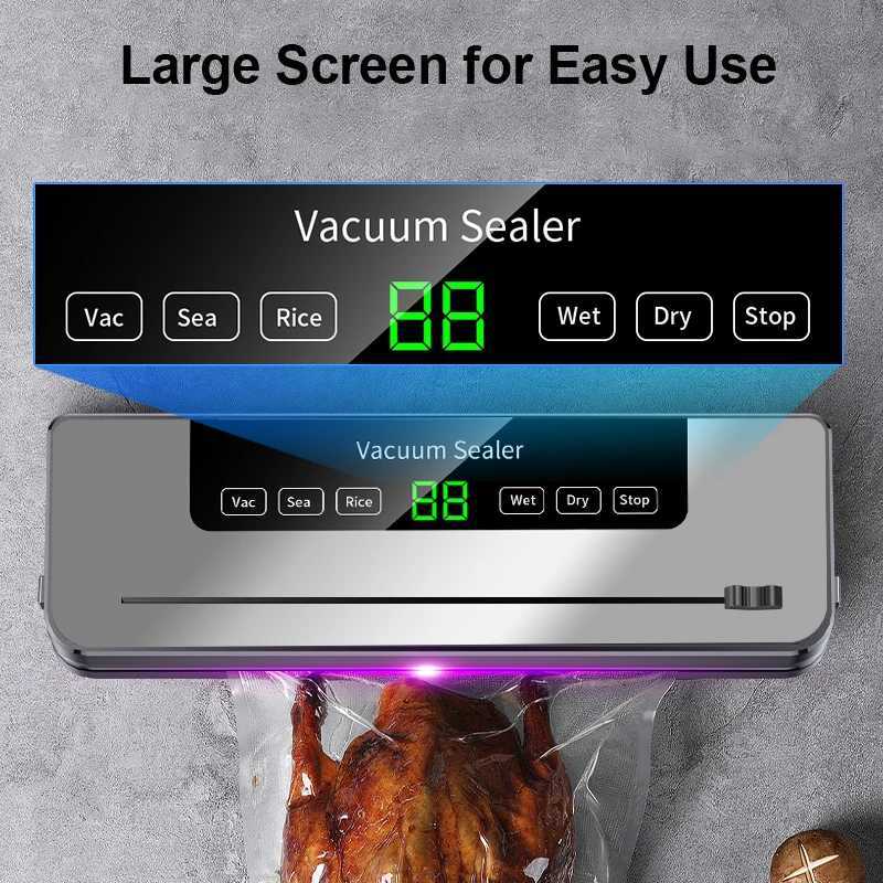 Vacuum Food Sealing Machine 2024 NEW Electric Vacuum Sealer with Slidding Cutter 110V/220V Food Bag Sealing Machine Kitchen Packaging Heat Sealer +10 